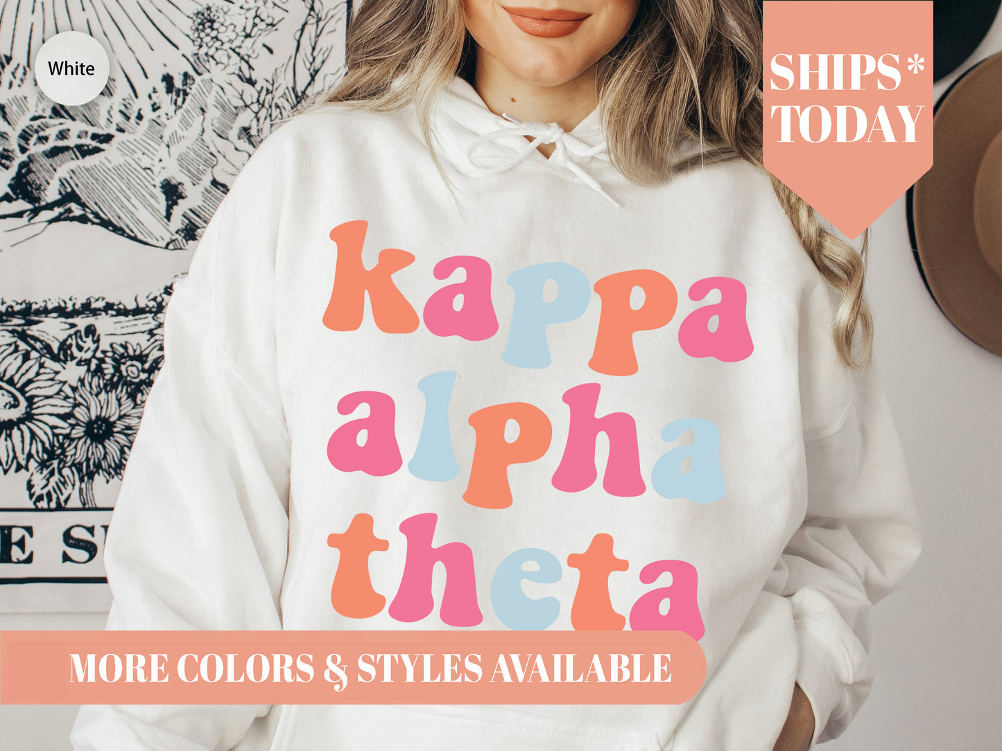 Kappa Alpha Theta Vividly Vibrant Sorority Hoodie _ 3164g