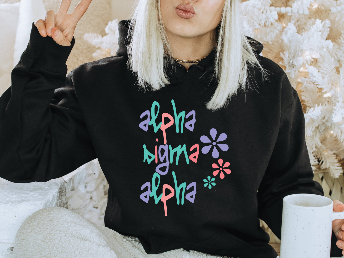 Alpha Sigma Alpha Colorful Floral Sorority Hoodie _ 2609g