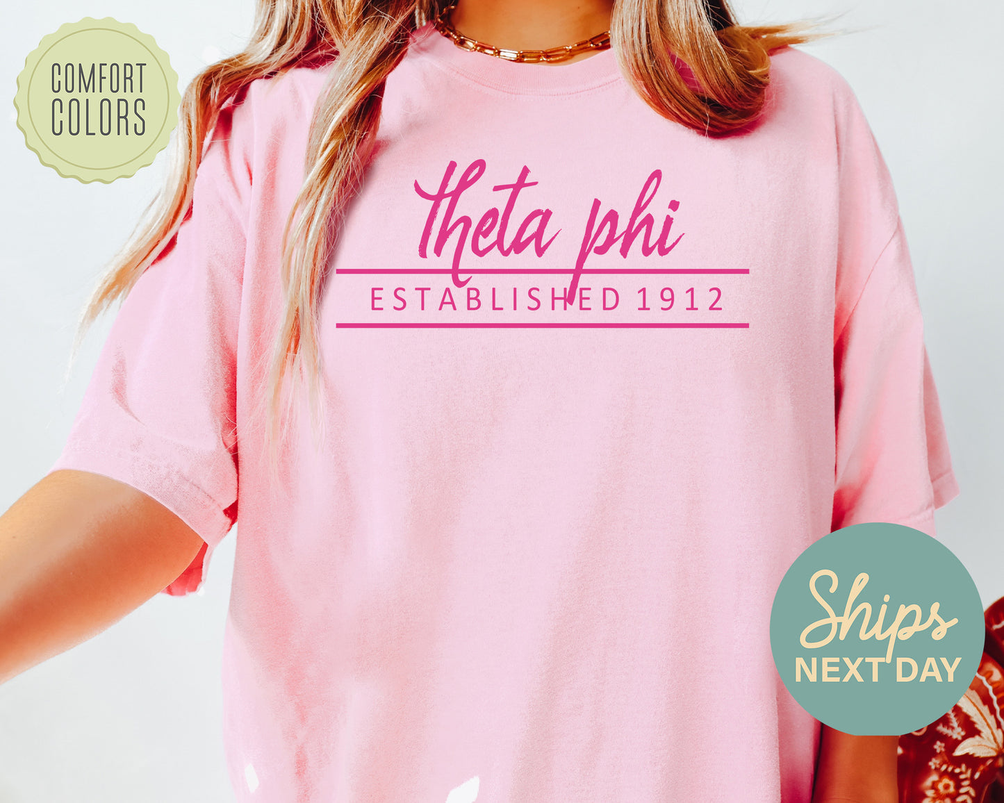 Theta Phi Alpha All Pink Comfort Colors Sorority T-shirt _ 776g
