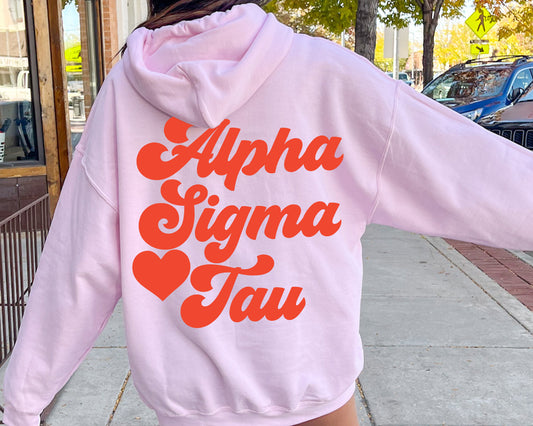 Alpha Sigma Tau Red Heart Sorority Hoodie _ 33353g