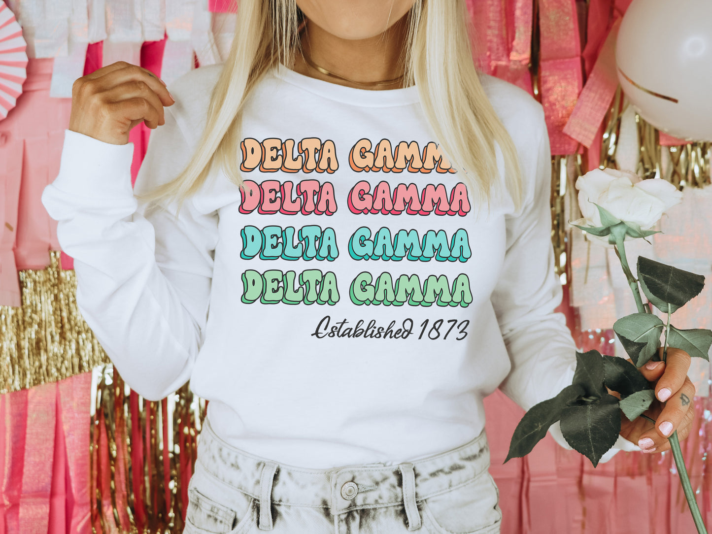 Delta Gamma Lucy Sorority Long Sleeve T-shirt _ 269g