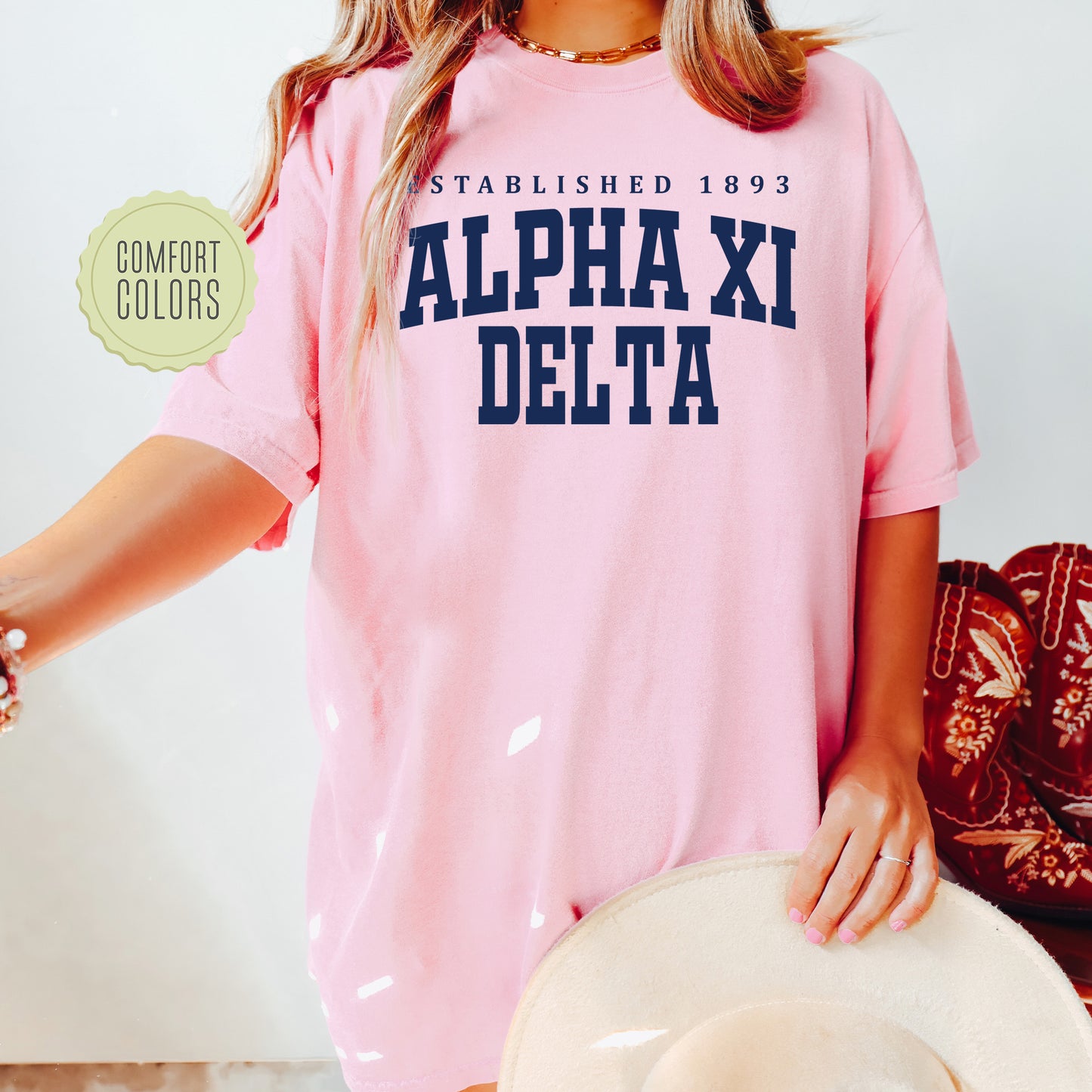 Alpha Xi Delta Bold Letters Comfort Colors Sorority T-shirt _ 35128g