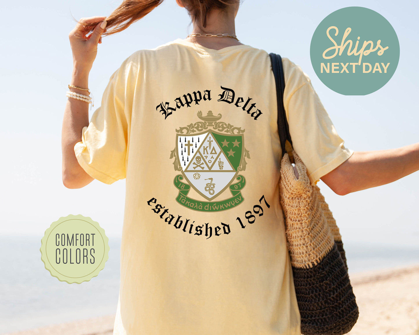 Kappa Delta Old English Crest Comfort Colors Sorority T-shirt _ 32936g