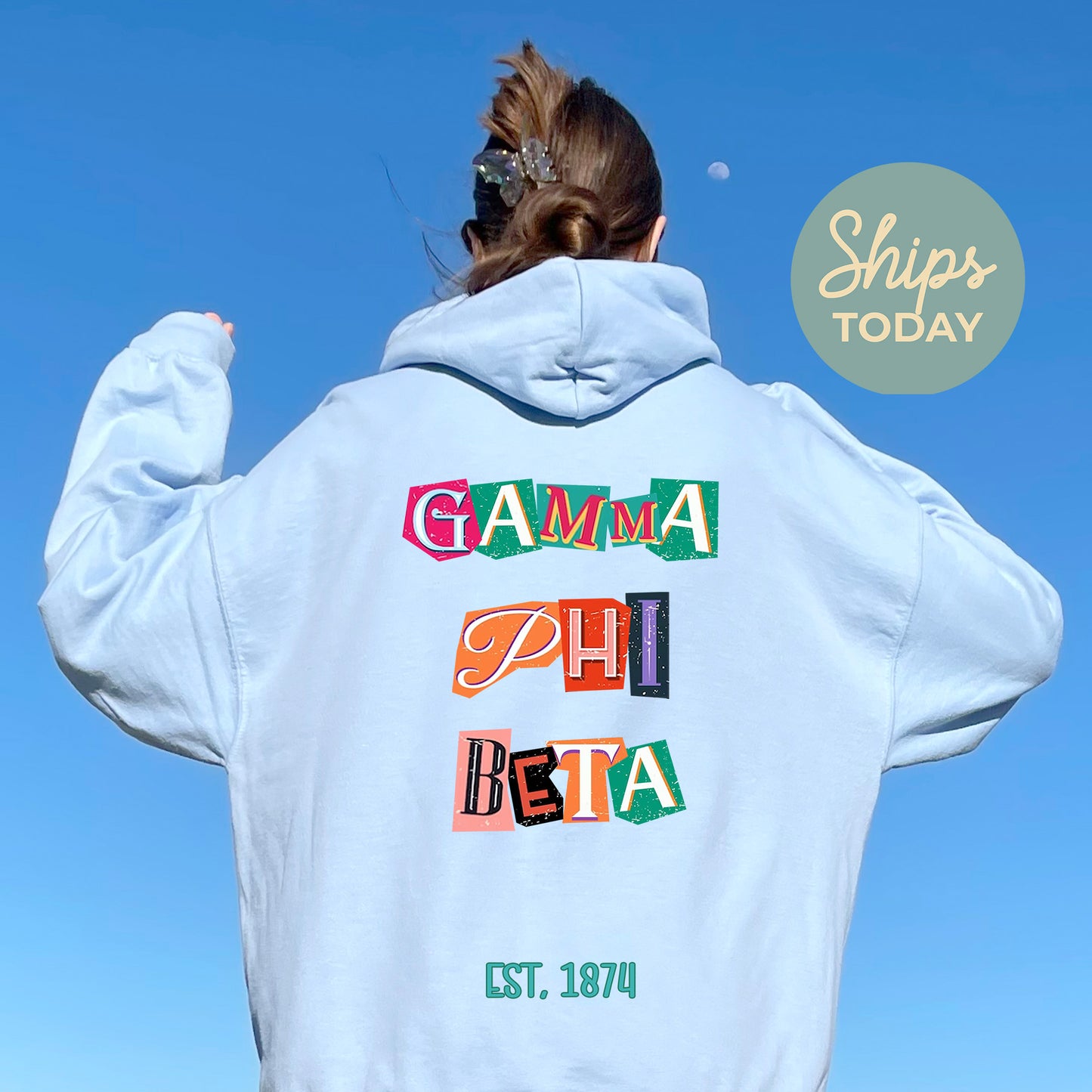 Gamma Phi Beta Letter Cuts Sorority Hoodie _ 35901g