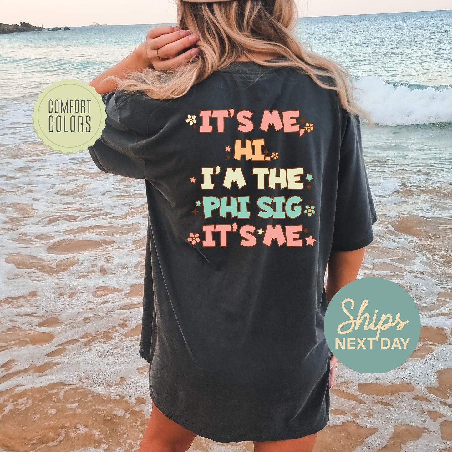 Phi Sigma Sigma Signature Chic Comfort Colors Sorority T-shirt _ 35984g