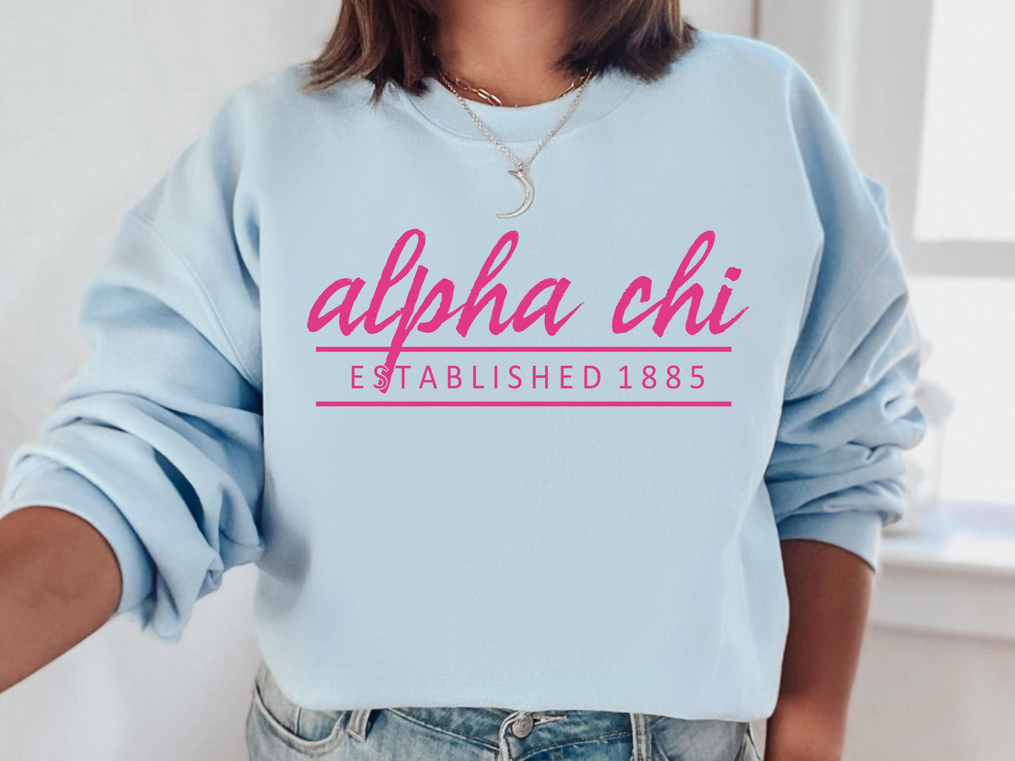 Alpha Chi Omega All Pink Sorority Sweatshirt _ 752g