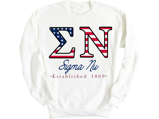 Sigma Nu American Flag Letters Fraternity Sweatshirt _ 1176g