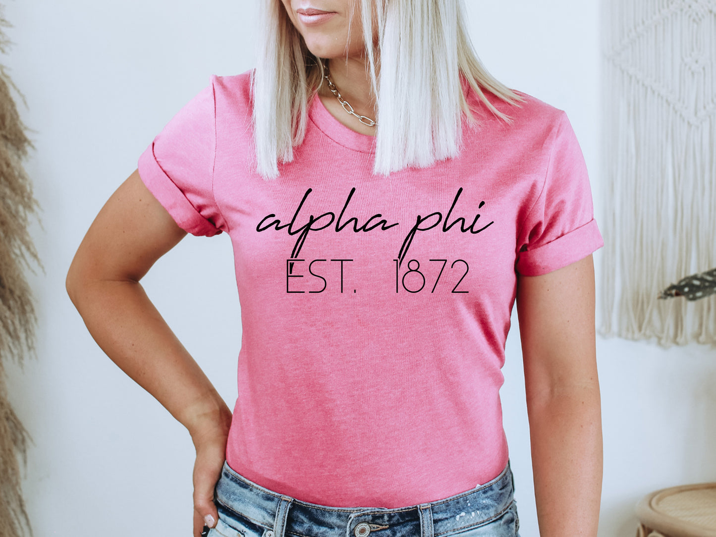 Alpha Phi Black Calligraphy Sorority T-shirt _ 2322g