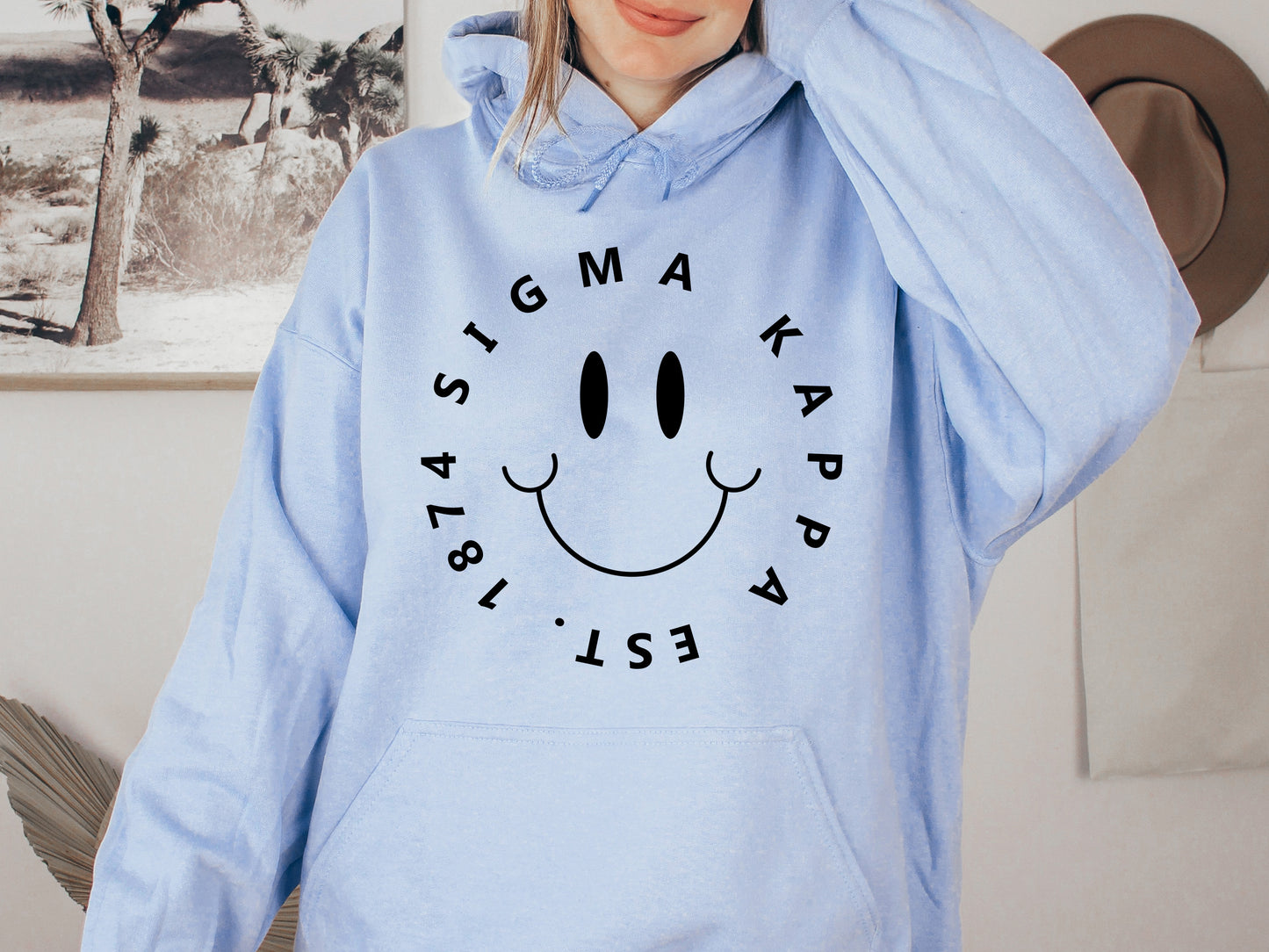 Sigma Kappa Smiley Face Halo Sorority Hoodie _ 2521g
