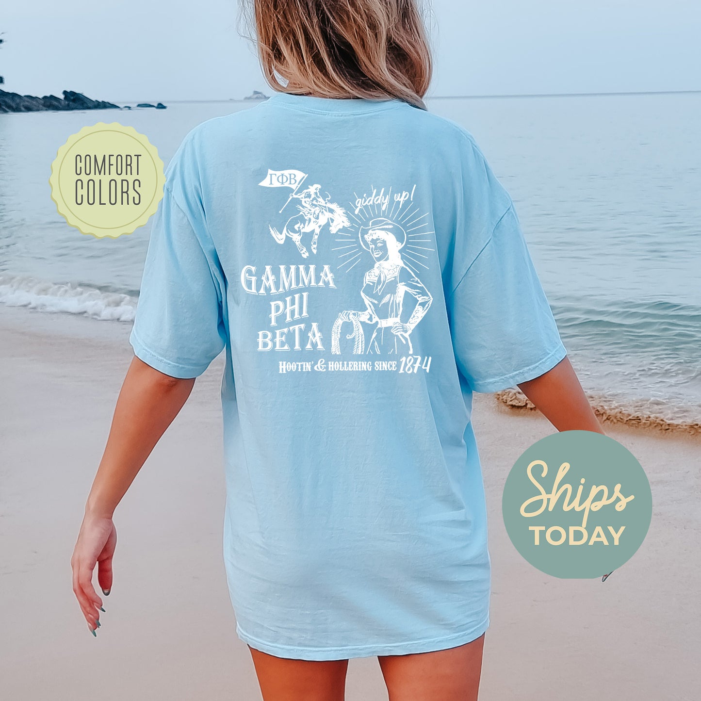 Gamma Phi Beta Howdy Cowgirl Comfort Colors Sorority T-shirt _ 35373g