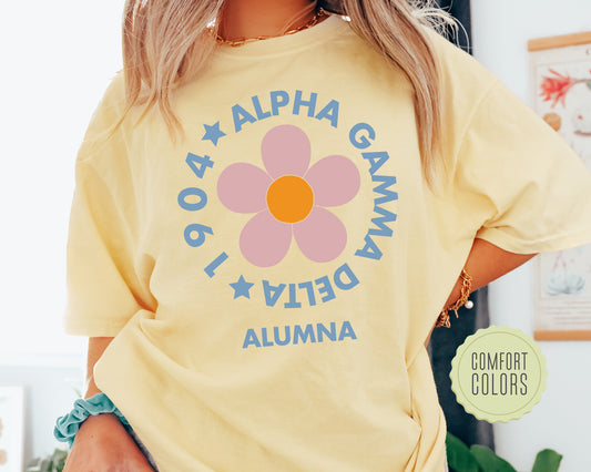 Alpha Gamma Delta Floral Alumna Comfort Colors Sorority T-shirt _ 2554g