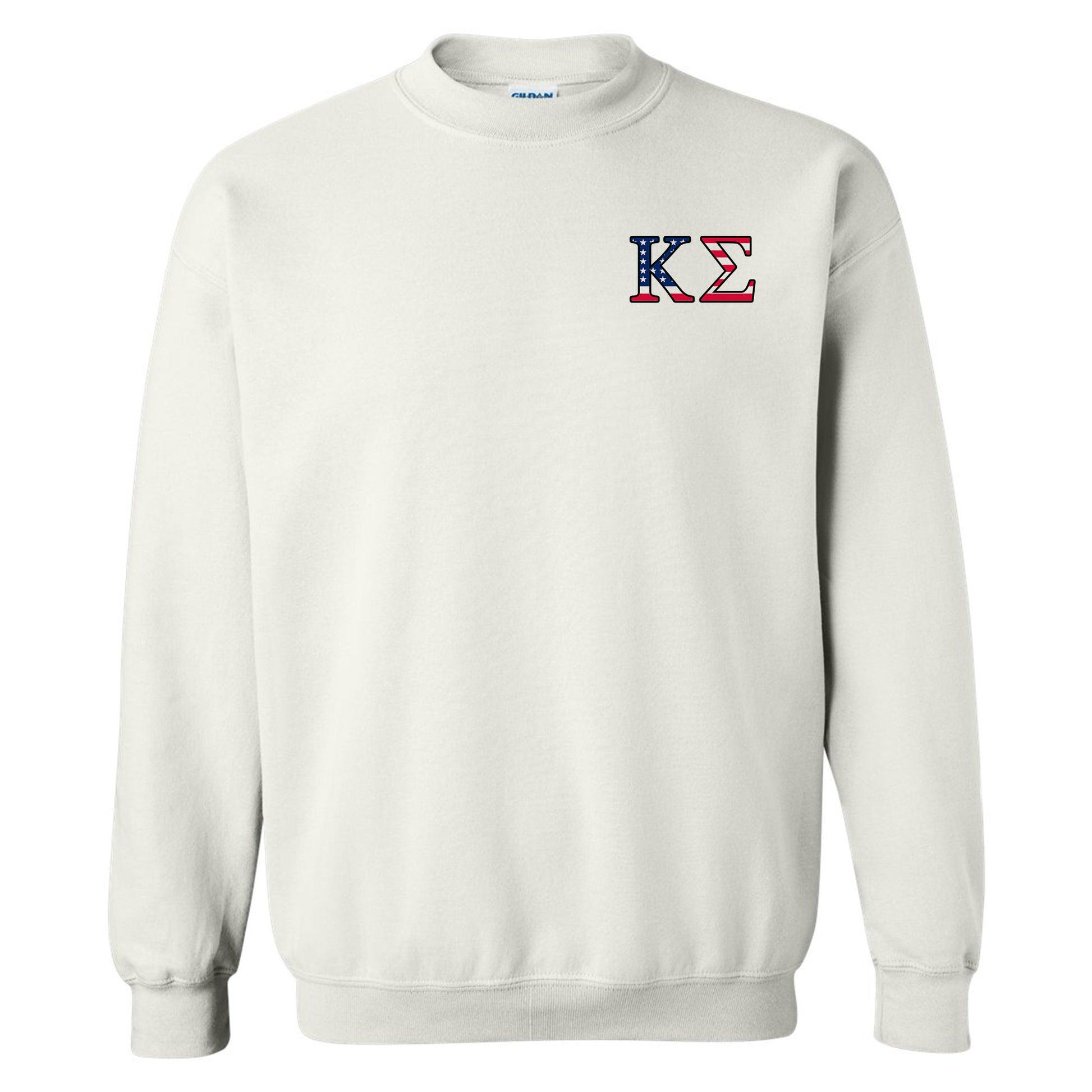 a white sweatshirt with the letter k on it