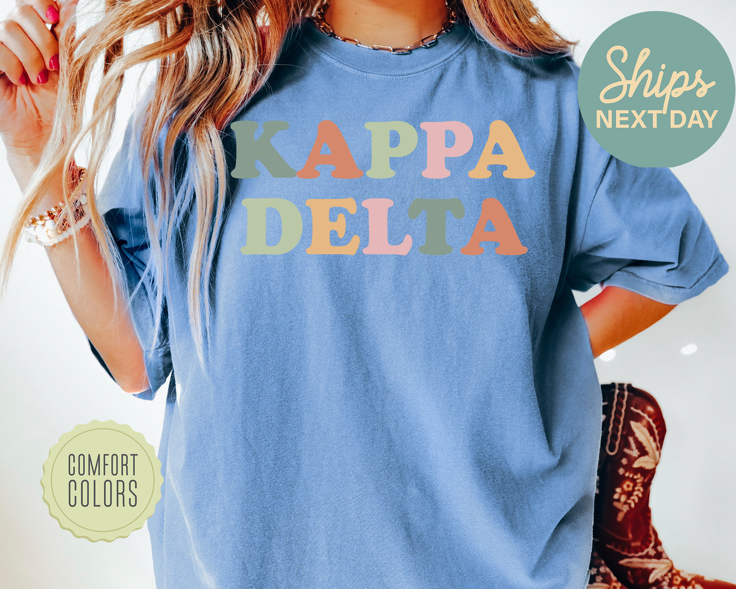Kappa Delta Bright and Proud Comfort Colors Sorority T-shirt _ 430g