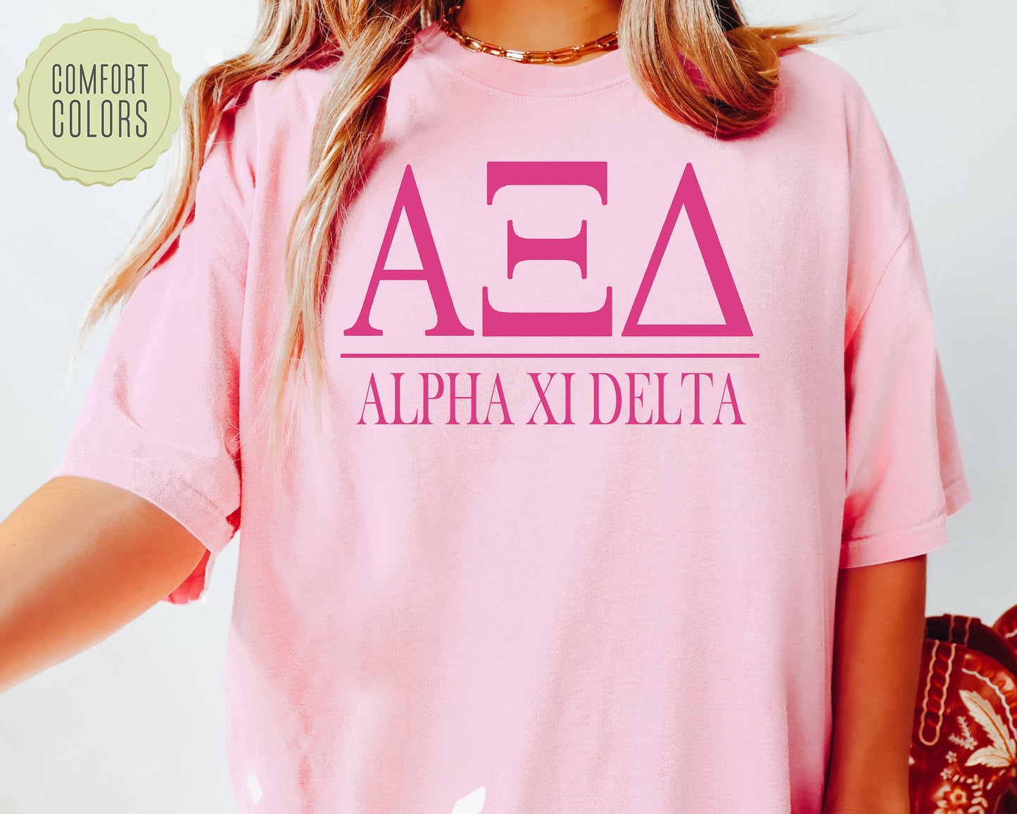 Alpha Xi Delta Loud Letters Comfort Colors Sorority T-shirt _ 474g