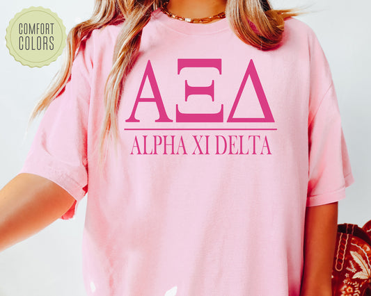 Alpha Xi Delta Loud Letters Comfort Colors Sorority T-shirt _ 474g