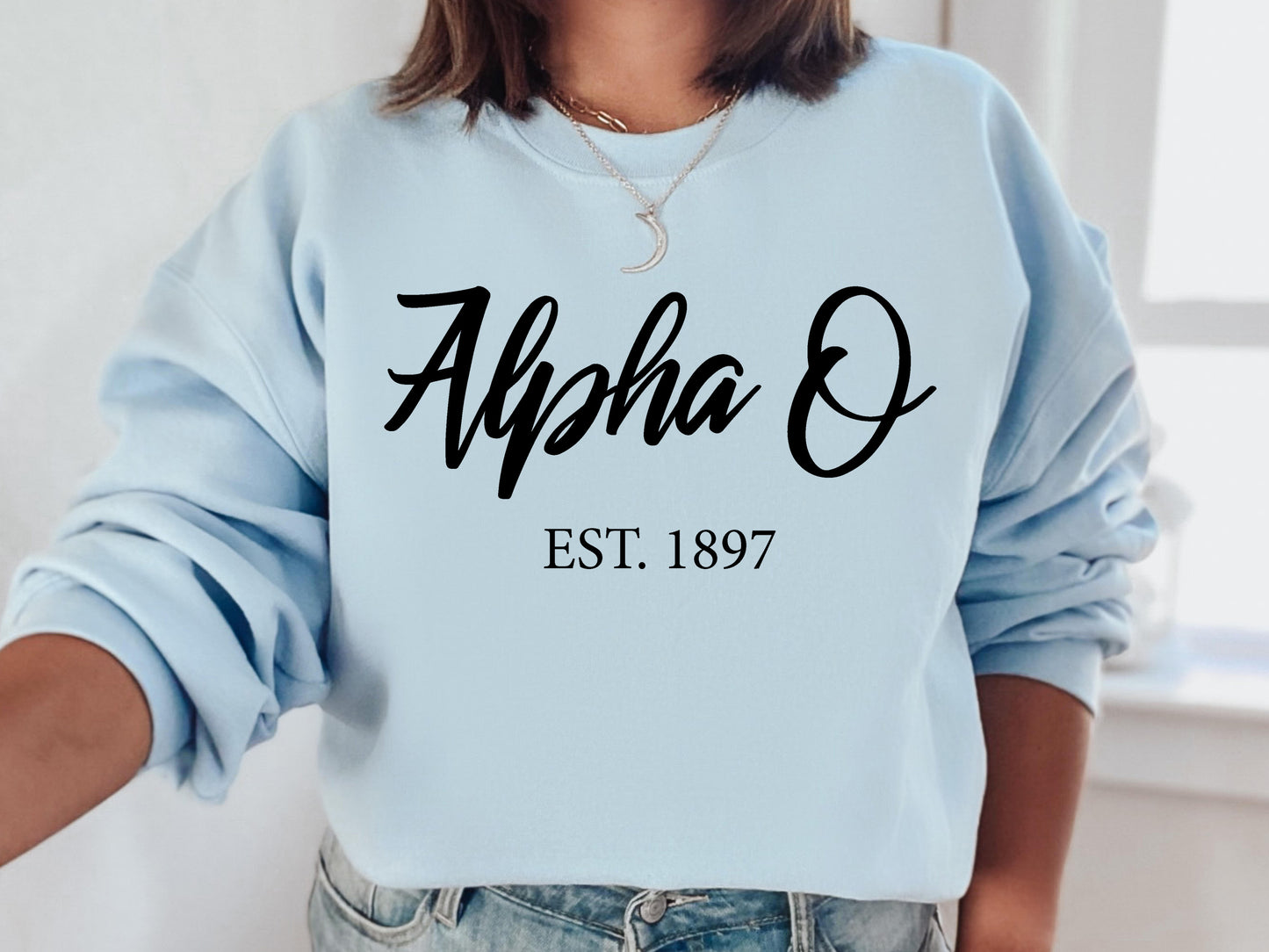 Alpha Omicron Pi Black Flowy Sorority Sweatshirt _ 81g