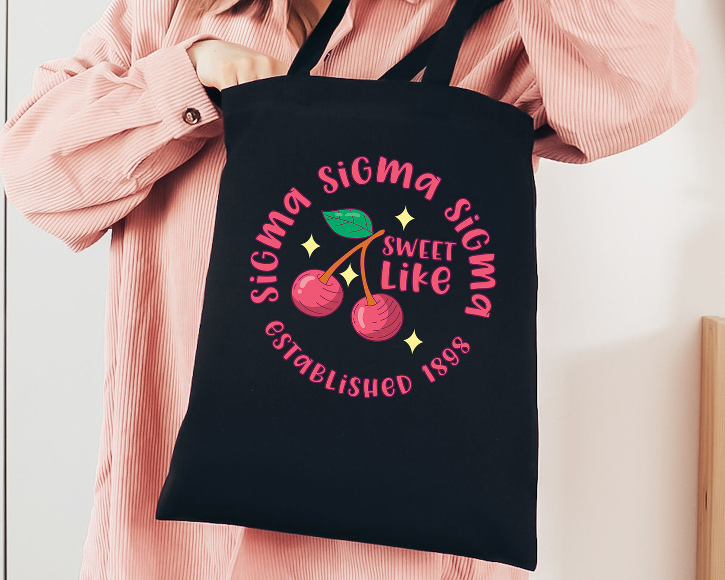 Sigma Sigma Sigma Sweet Like Cherry Sorority Tote Bag _ 34331g