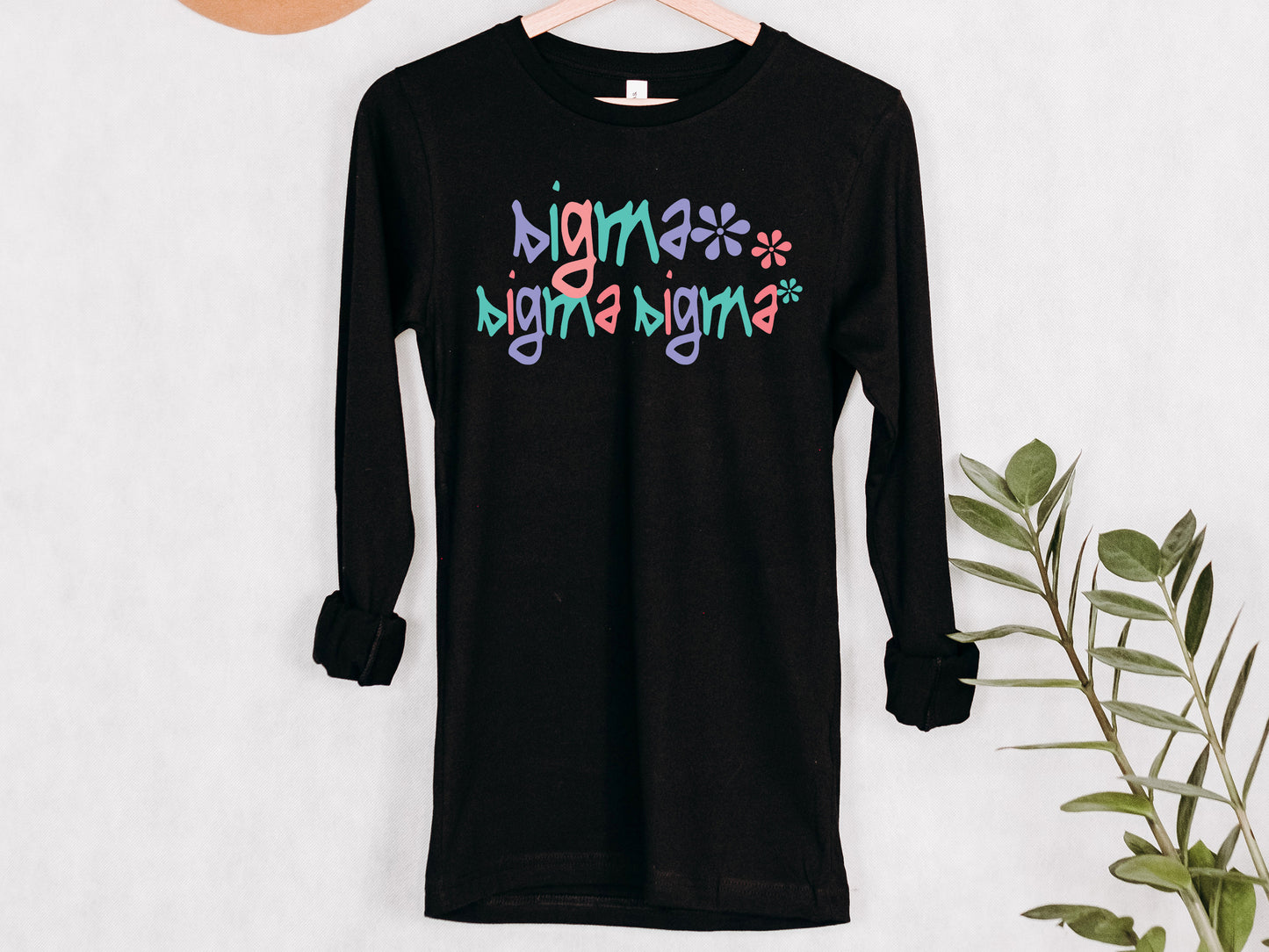 Sigma Sigma Sigma Colorful Floral Sorority Long Sleeve T-shirt _ 2626g