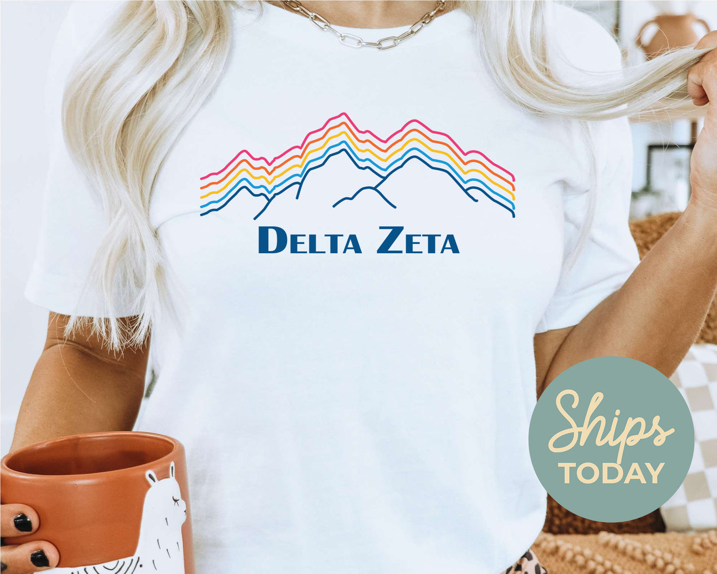 Delta Zeta Rainbow Mountains Sorority T-shirt _ 2642g