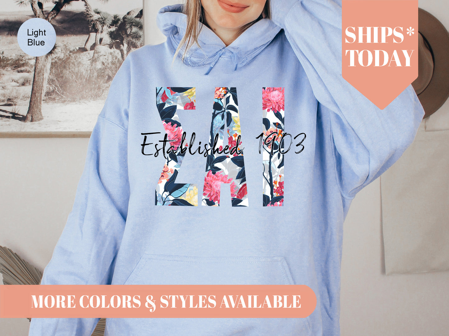 Sigma Alpha Iota Floral Block Sorority Hoodie _ 3520g