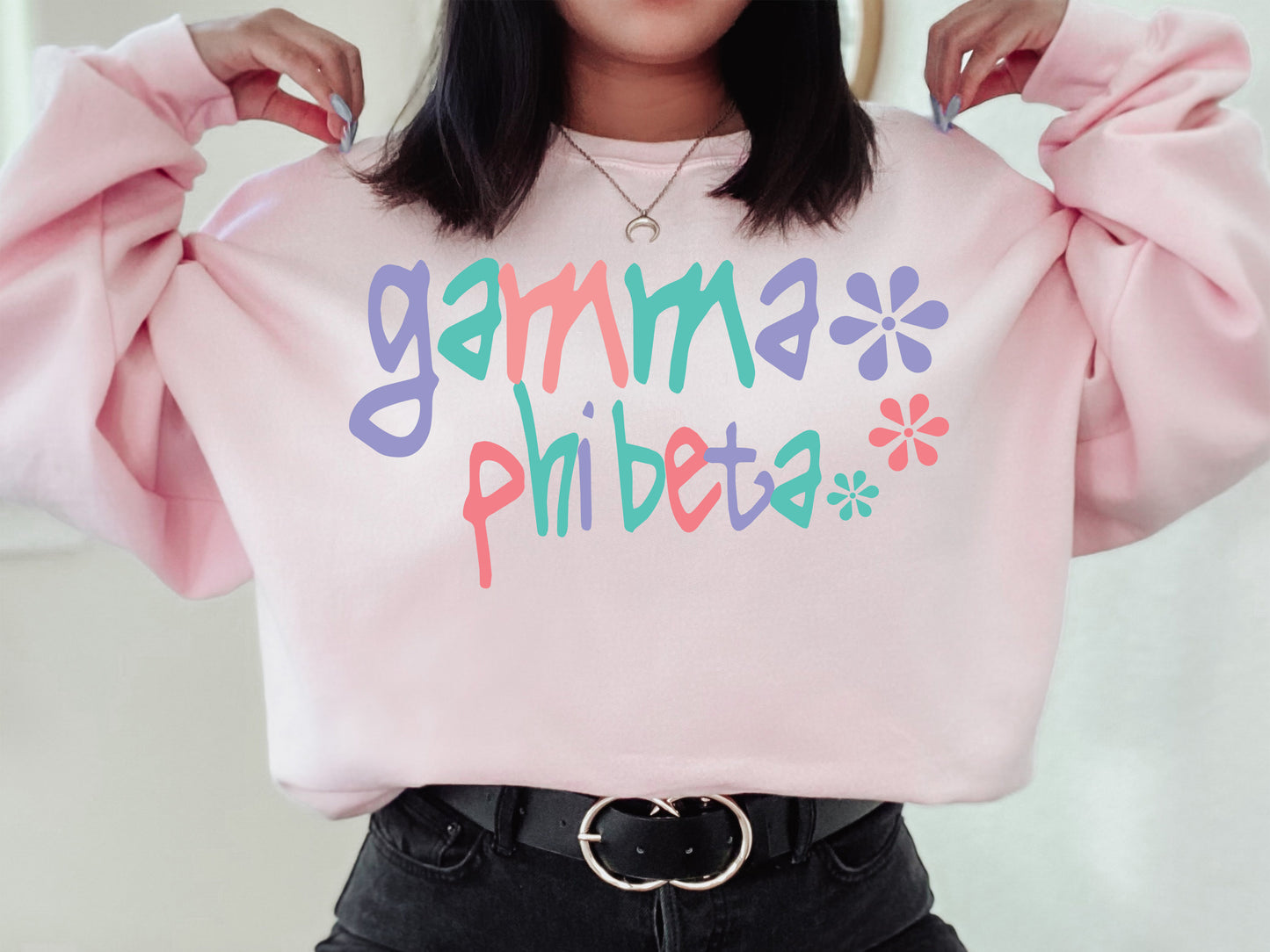 Gamma Phi Beta Colorful Floral Sorority Sweatshirt _ 2617g
