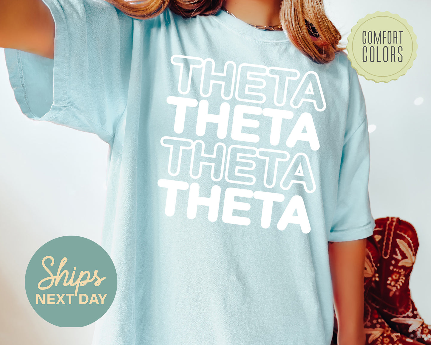 Kappa Alpha Theta Bold Bubble Letter Comfort Colors Sorority T-shirt _ 2227g