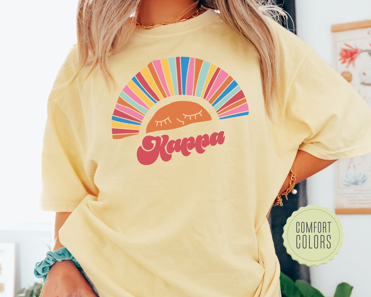 Kappa Kappa Gamma Sunshine Comfort Colors Sorority T-shirt _ 3324g