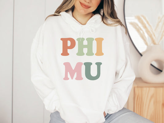 Phi Mu Bright and Proud Sorority Hoodie _ 432g