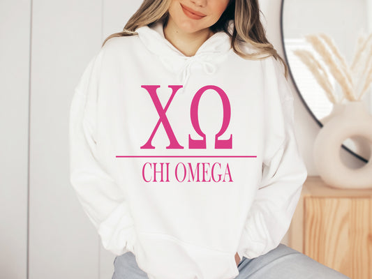 Chi Omega Loud Letters Sorority Hoodie _ 475g