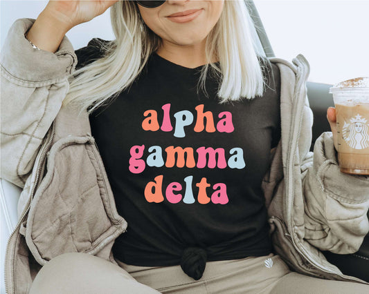 Alpha Gamma Delta Vividly Vibrant Sorority T-shirt _ 3152g