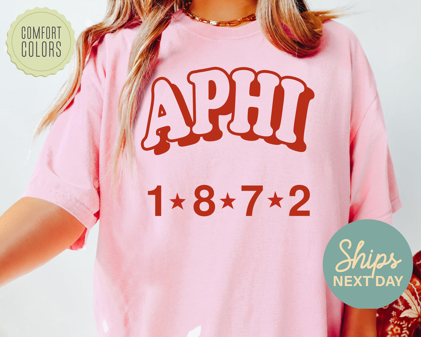 Alpha Phi Red Arch Comfort Colors Sorority T-shirt_ 367g