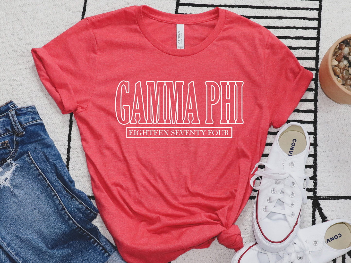 Gamma Phi Beta Stencil Stacked Sorority T-shirt _ 2148g
