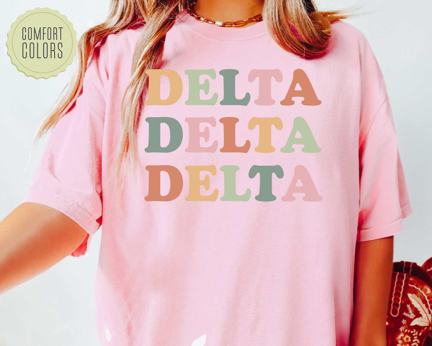 Delta Delta Delta Bright and Proud Comfort Colors Sorority T-shirt _ 424g