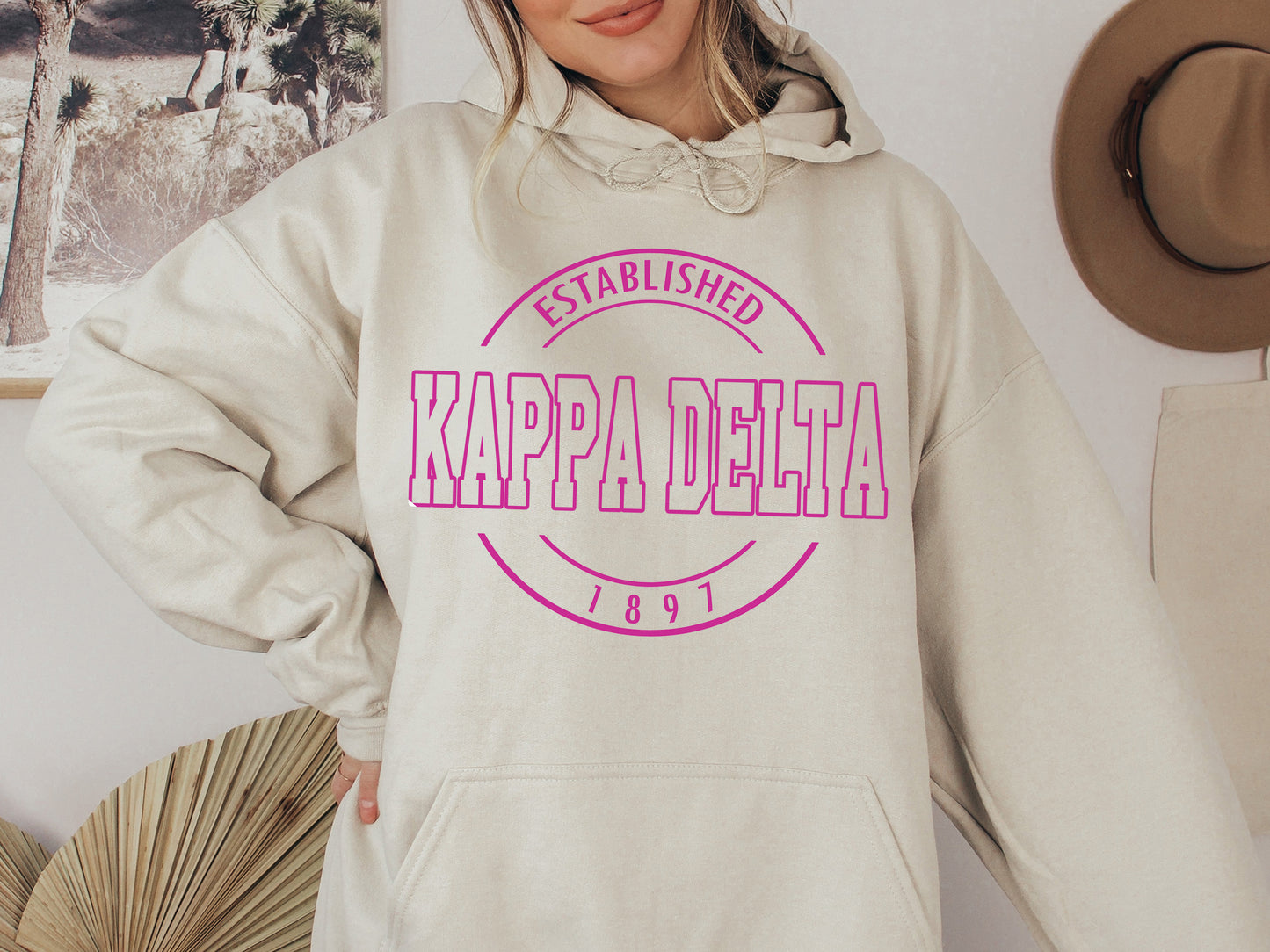 Kappa Delta Pink Stamp Sorority Hoodie _ 67g