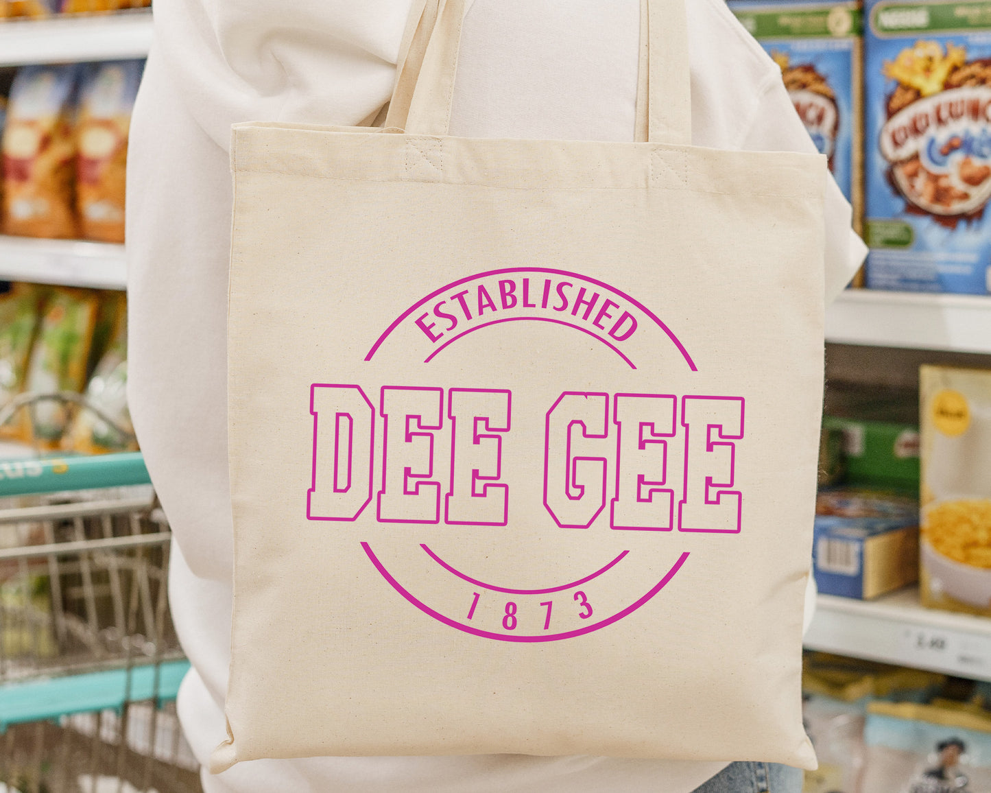 Delta Gamma Pink Stamp Sorority Tote Bag _ 34448g