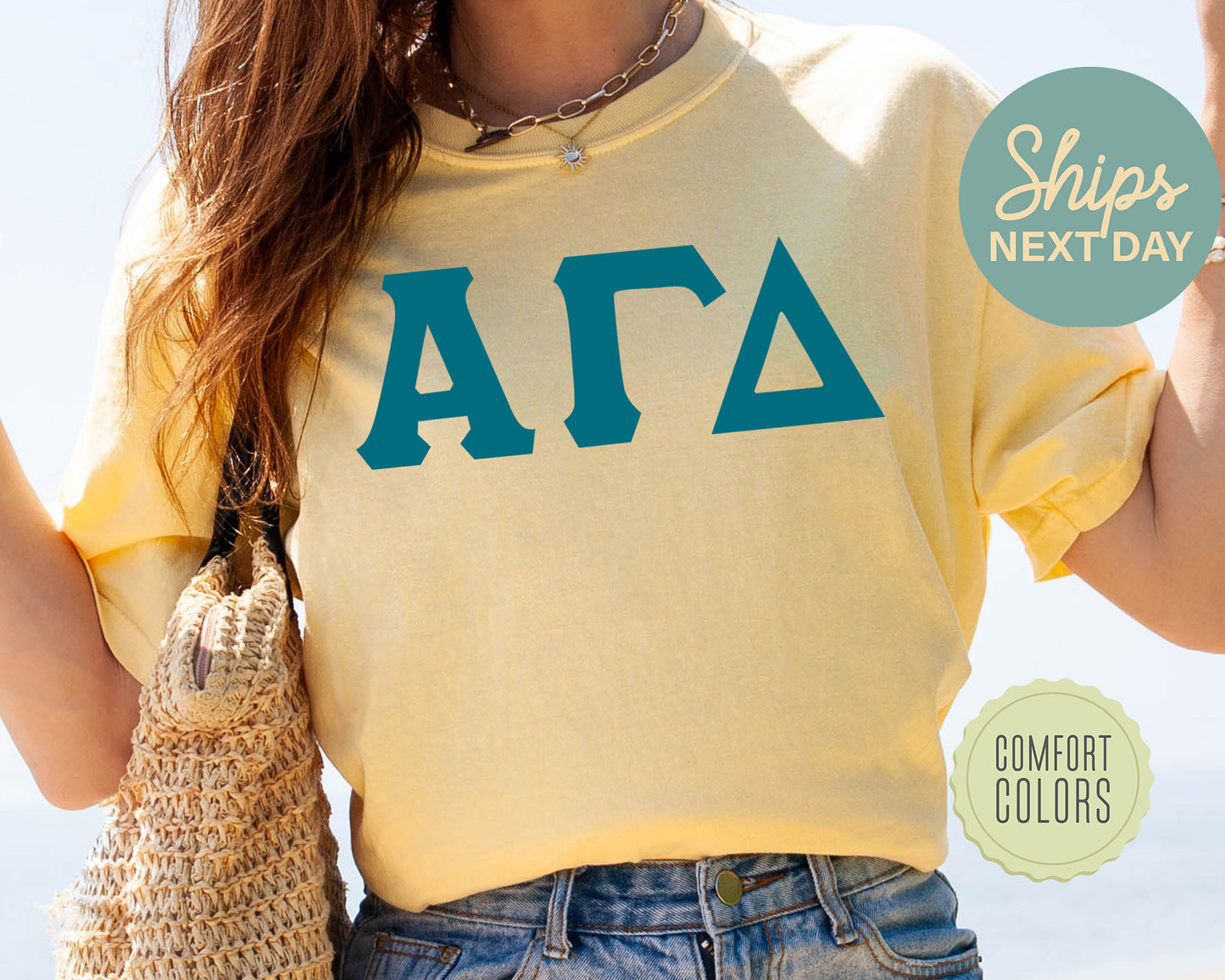 Alpha Gamma Delta Back to the Basics Comfort Colors Sorority T-shirt _ 625g