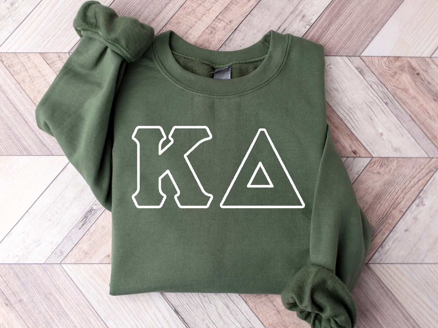 Kappa Delta White Letter Outline Sorority Sweatshirt _ 30807g