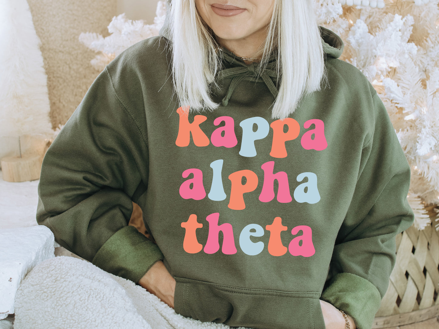 Kappa Alpha Theta Vividly Vibrant Sorority Hoodie _ 3164g