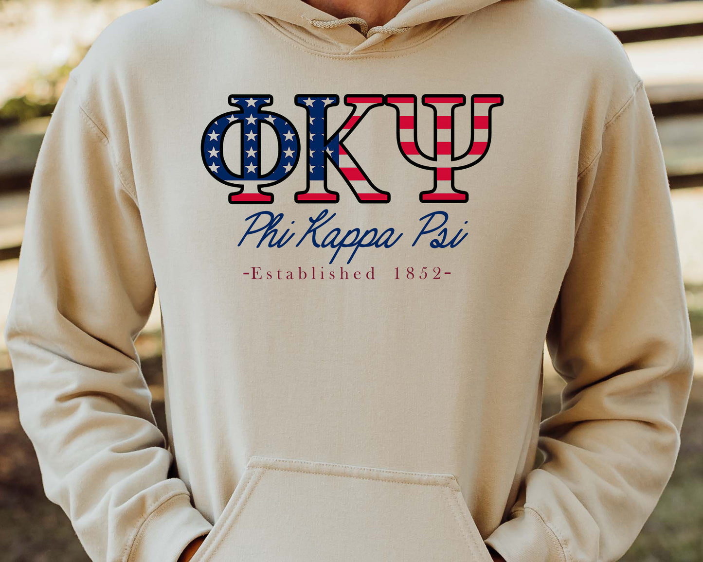 Phi Kappa Psi American Flag Letters Fraternity Hoodie _ 1170g