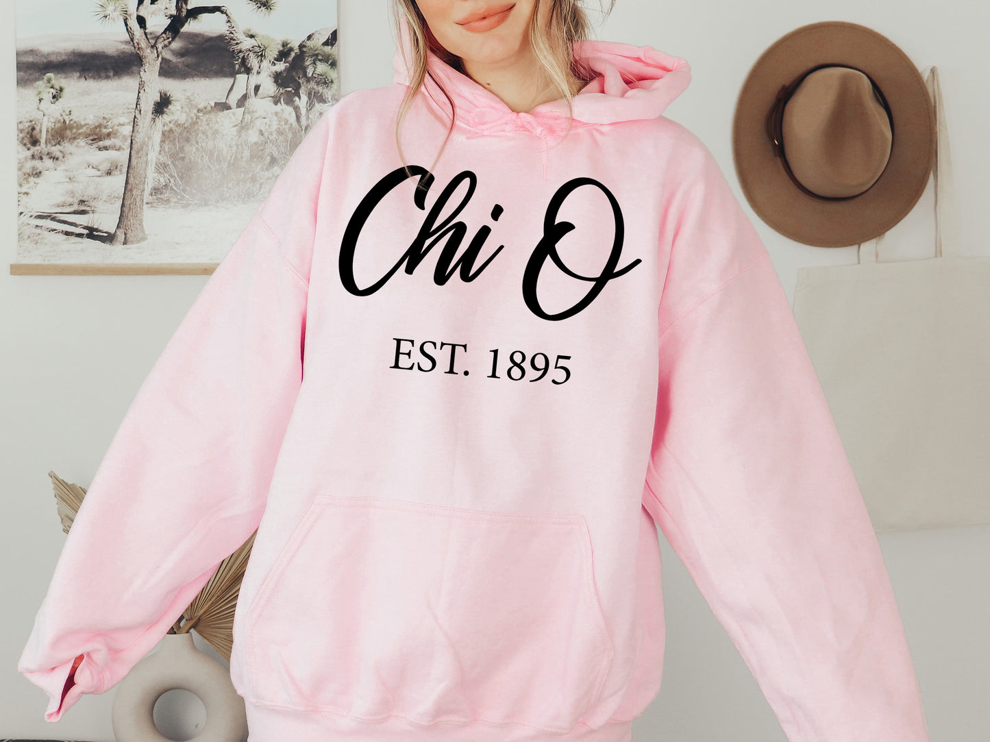 Chi Omega Black Flowy Sorority Hoodie _ 86g