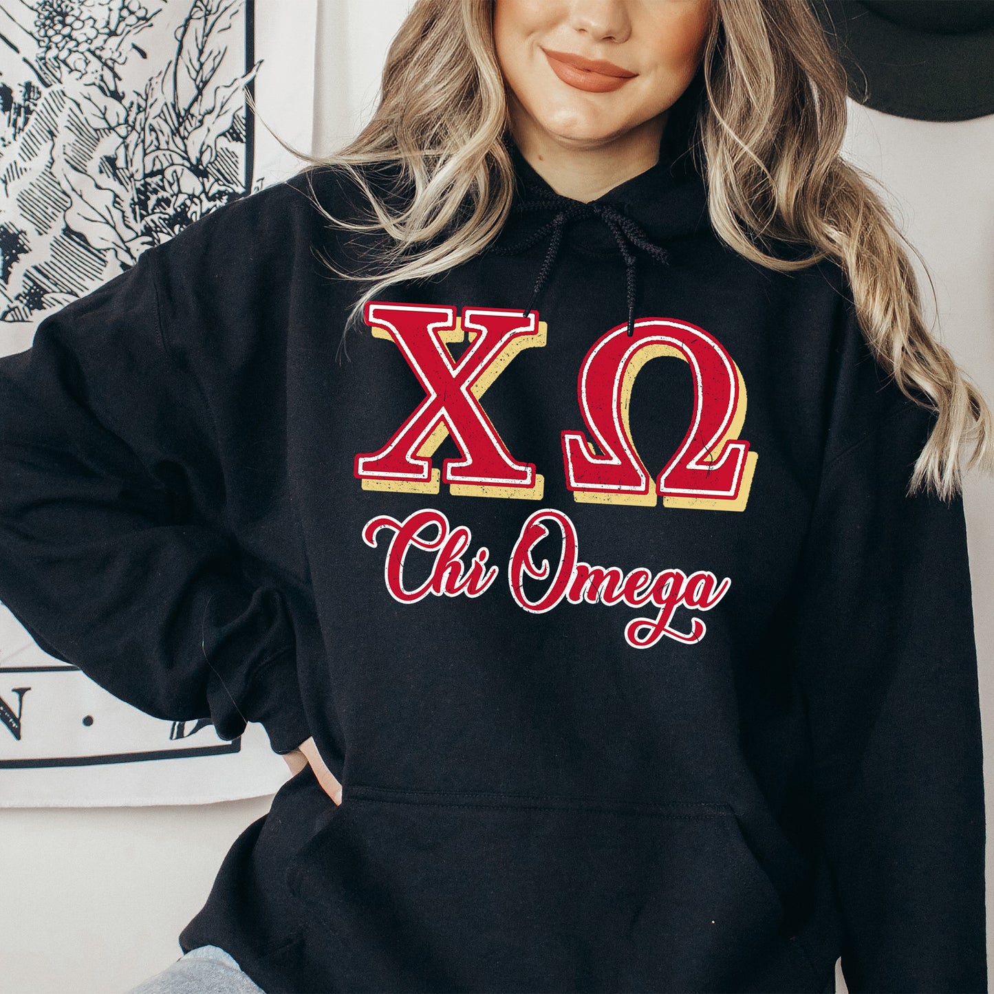 Chi Omega Greek Colors Sorority Hoodie _ 36078g