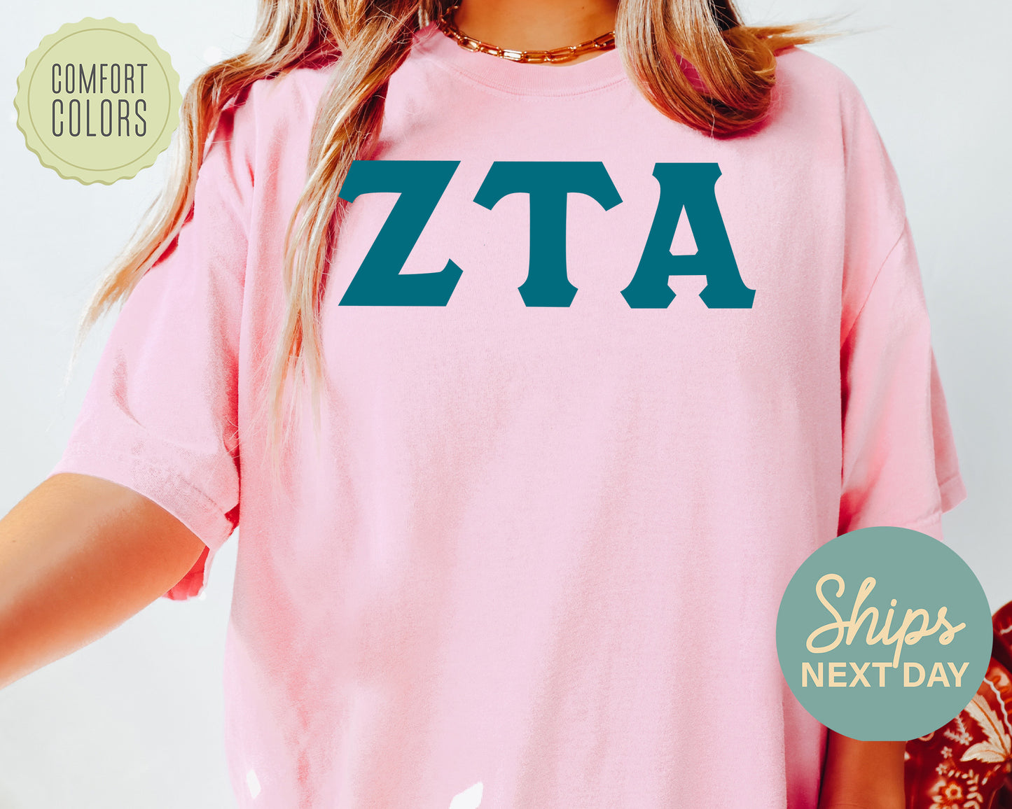 Zeta Tau Alpha Back to the Basics Comfort Colors Sorority T-shirt _ 647g