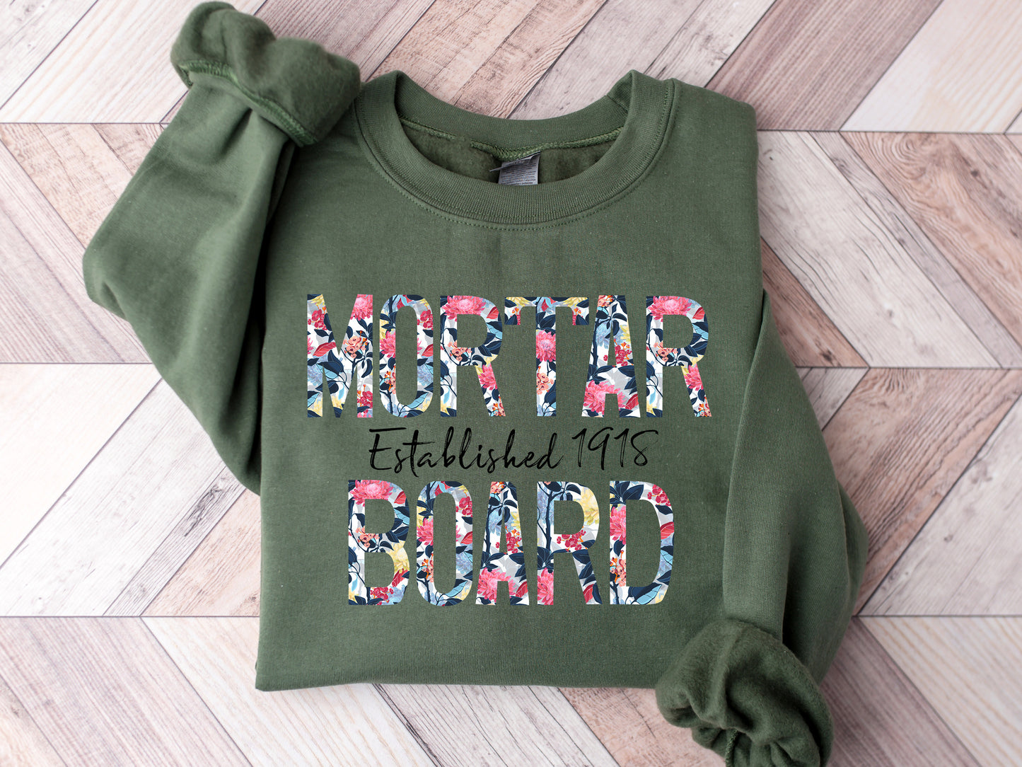 Mortar Board Floral Block Sorority Sweatshirt _ 3516g