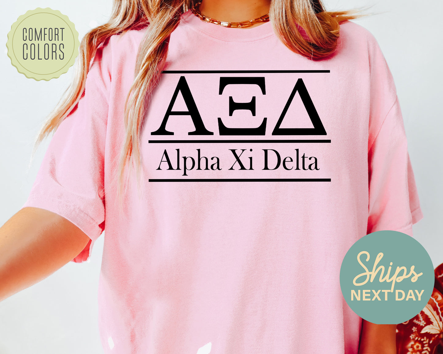 Alpha Xi Delta Bold Statement Comfort Colors Sorority T-shirt _ 292g