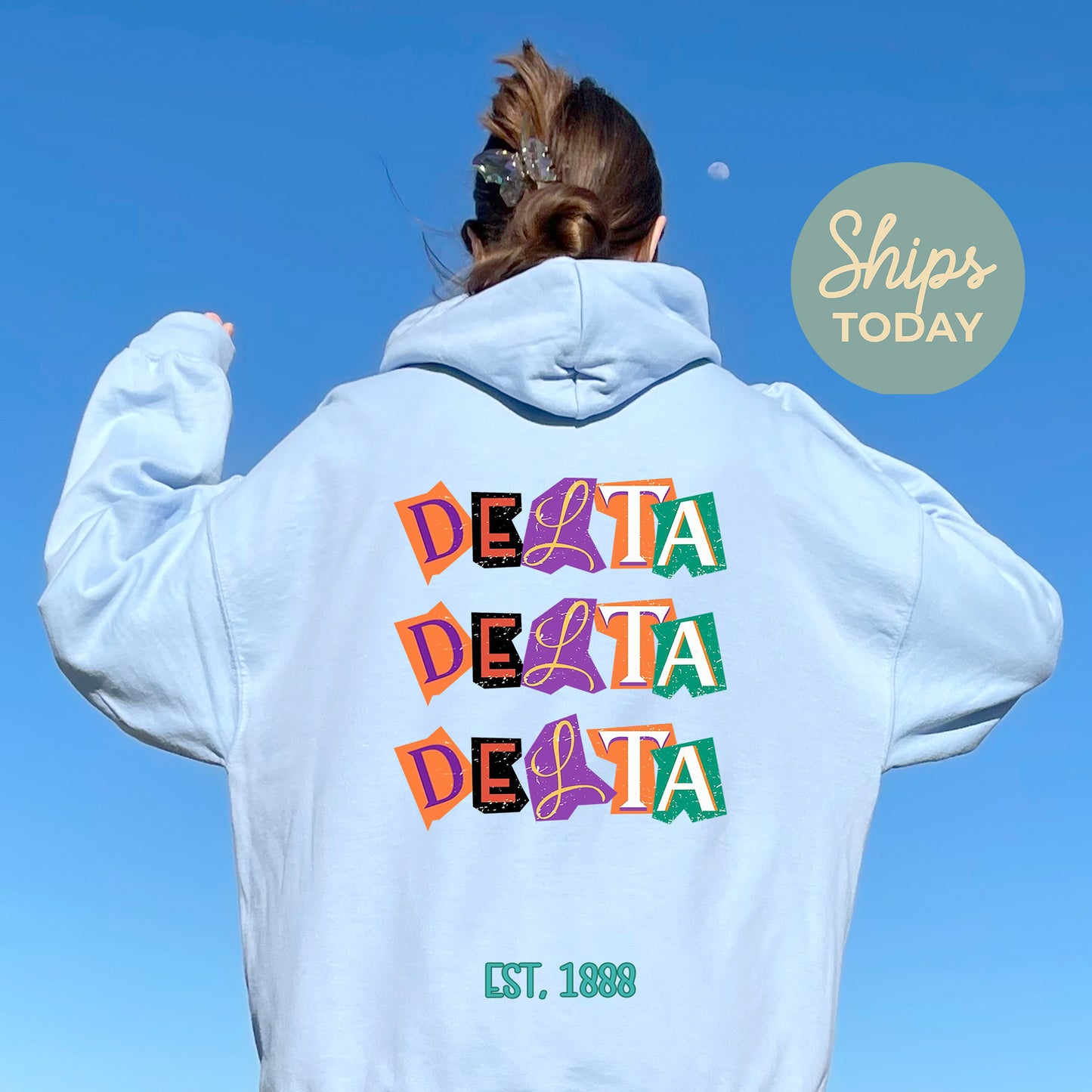 Delta Delta Delta Letter Cuts Sorority Hoodie _ 35897g
