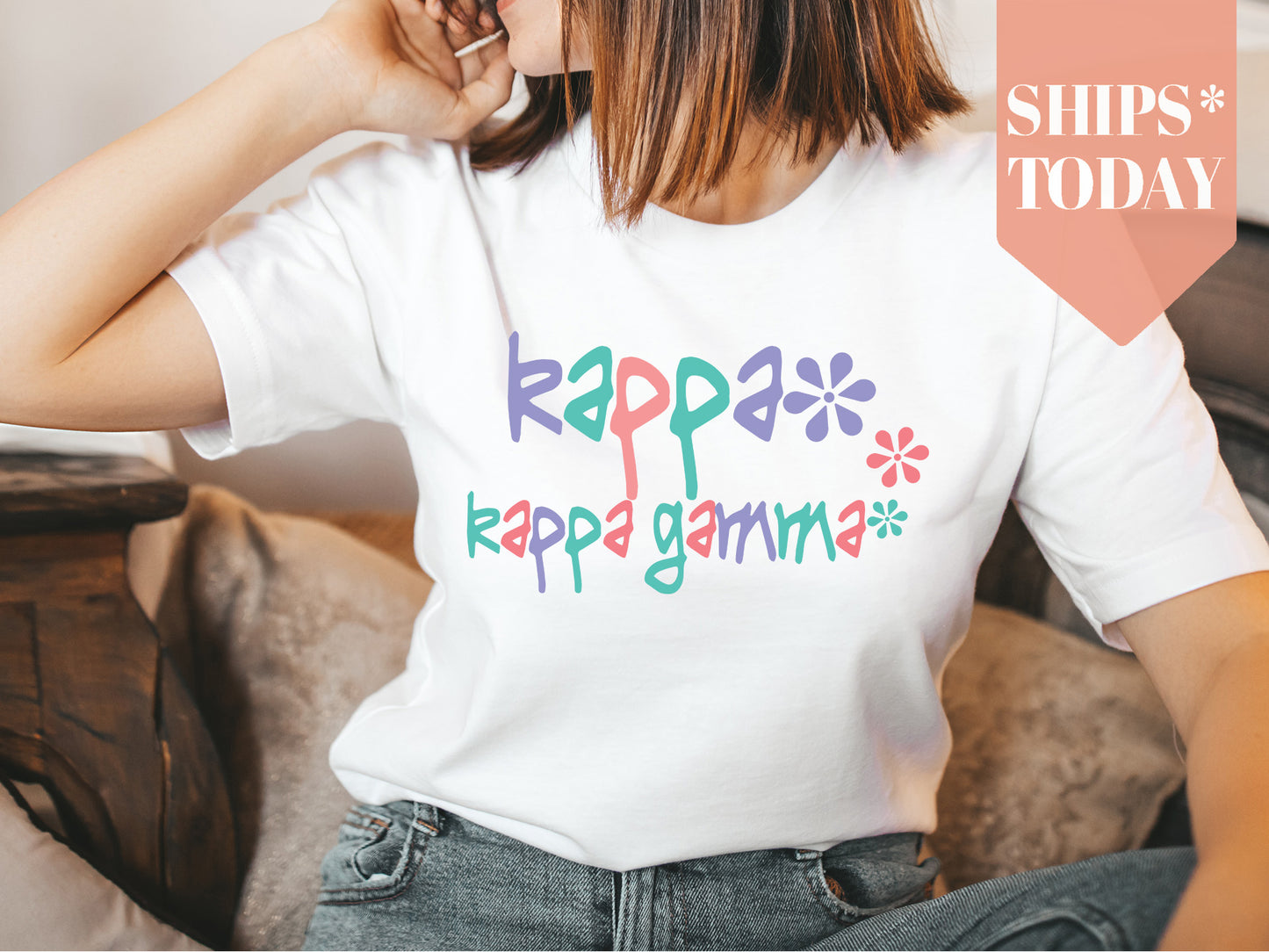 Kappa Kappa Gamma Colorful Floral Sorority T-shirt _ 2620g