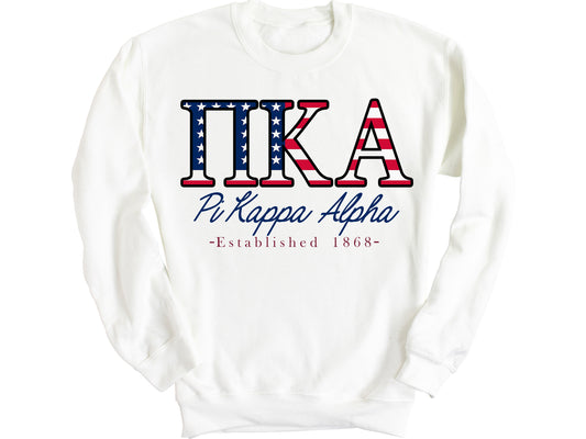 Pi Kappa Alpha American Flag Letters Fraternity Sweatshirt _ 1172g