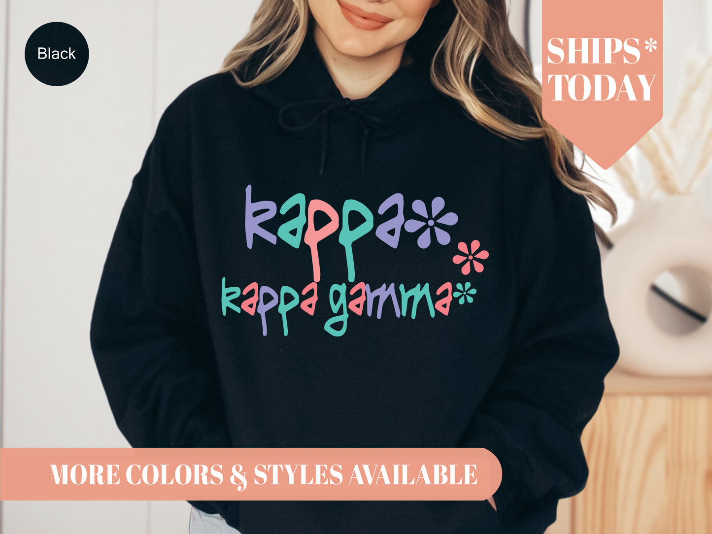 Kappa Kappa Gamma Colorful Floral Sorority Hoodie _ 2620g