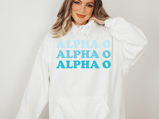 Alpha Omicron Pi Touch of Blue Sorority Hoodie _ 2581g