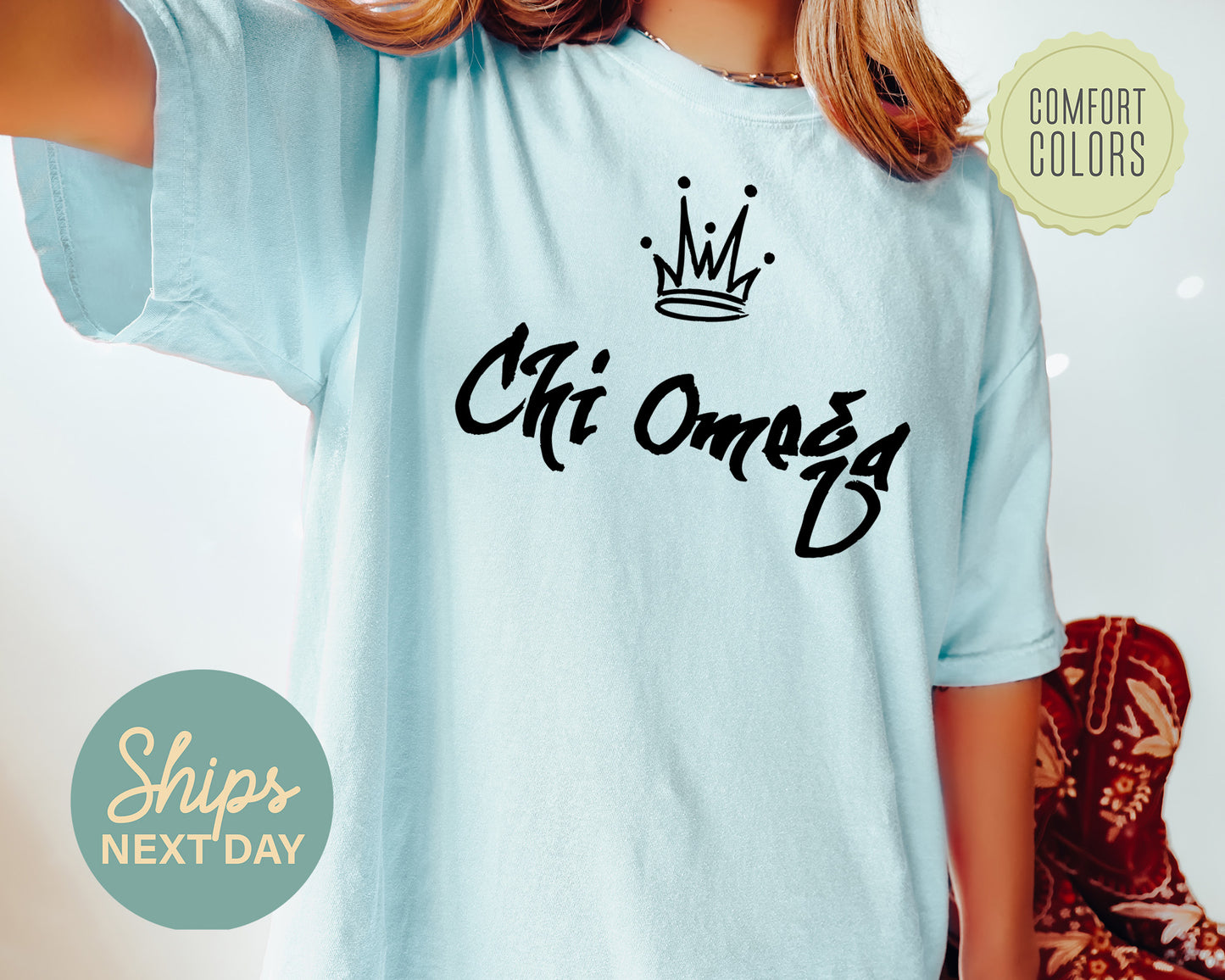 Chi Omega Queen Comfort Colors Sorority T-shirt _ 2457g